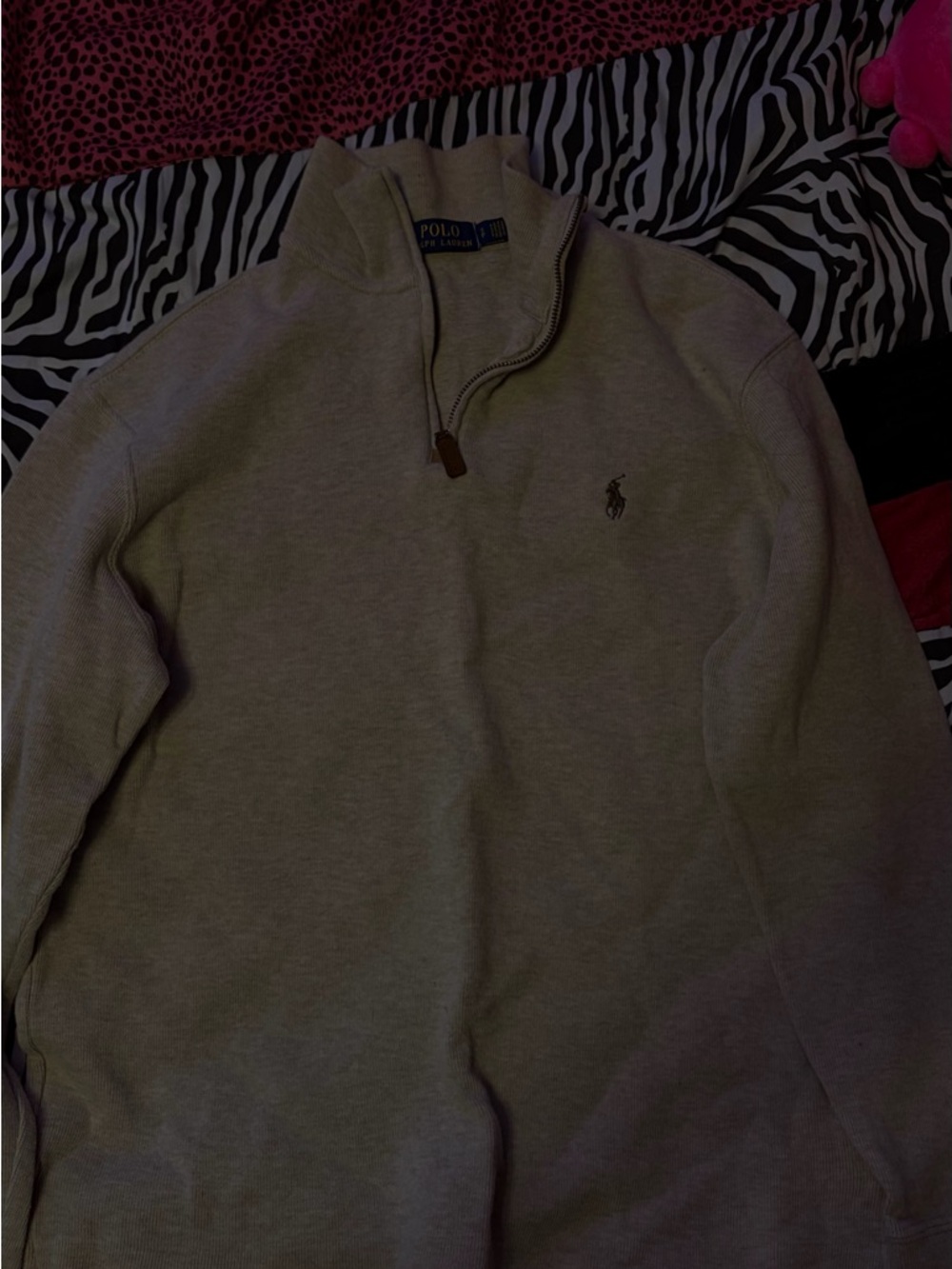 Polo by Ralph Lauren Men's Light Gray Quarter-Zip Sweater